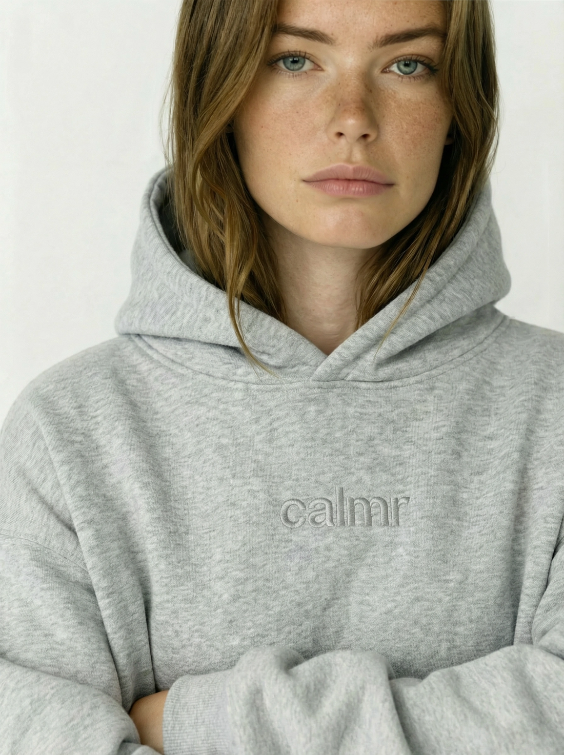 Signature Cloud Grey Marle Weighted Oversized Hoodie Womens